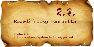 Radvánszky Henrietta névjegykártya